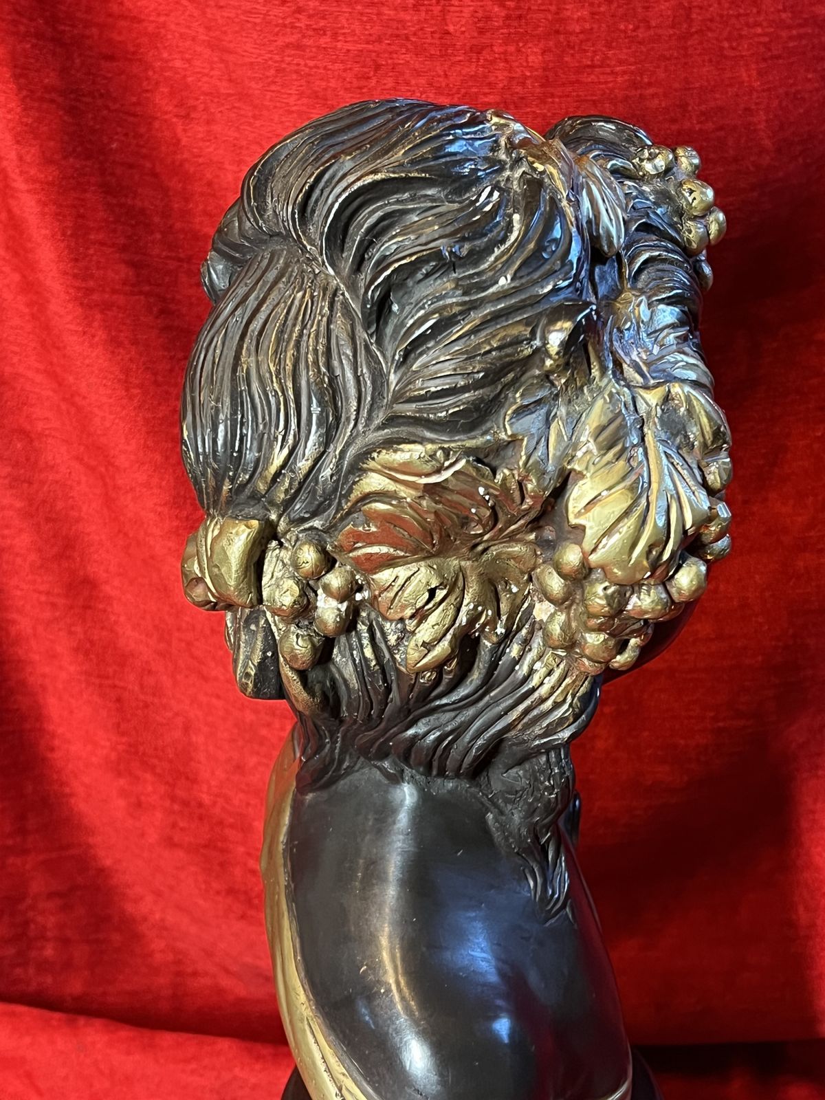 Art French Gilt Bronze Bust Of Fruit Maiden Upon Marble Plinth Signed Louis Beatux photo