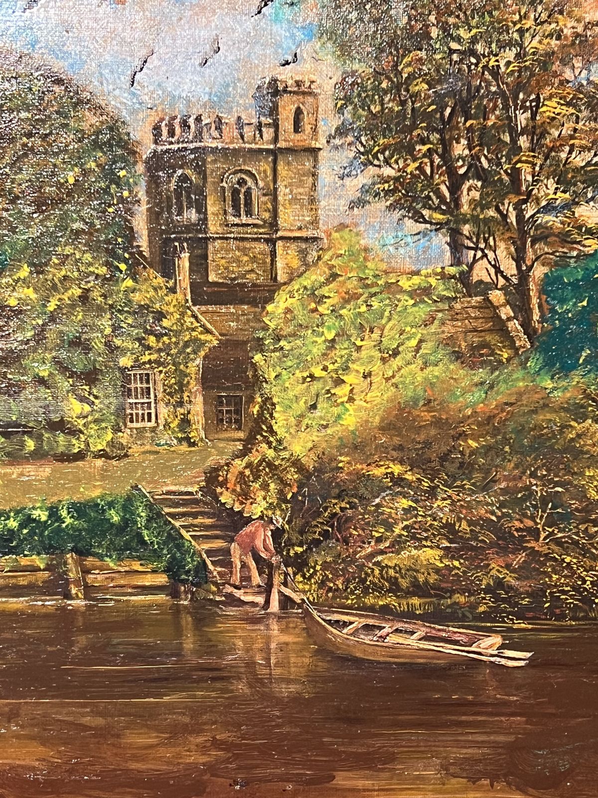 19th Century Oil Painting Of St Michaels Church, Bray On The Thames. Signed C F Roberts photo Art