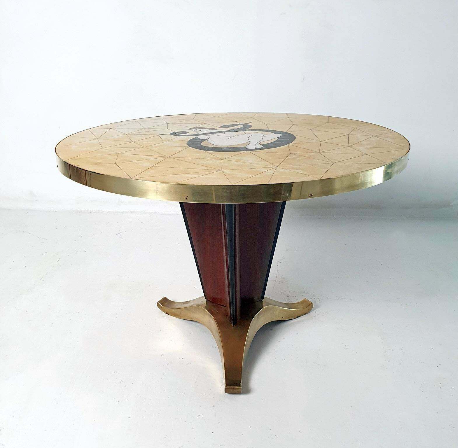 photo furniture Mid Century Cocktail Table Eve With Snake In The Manner Of Melchiorre Bega