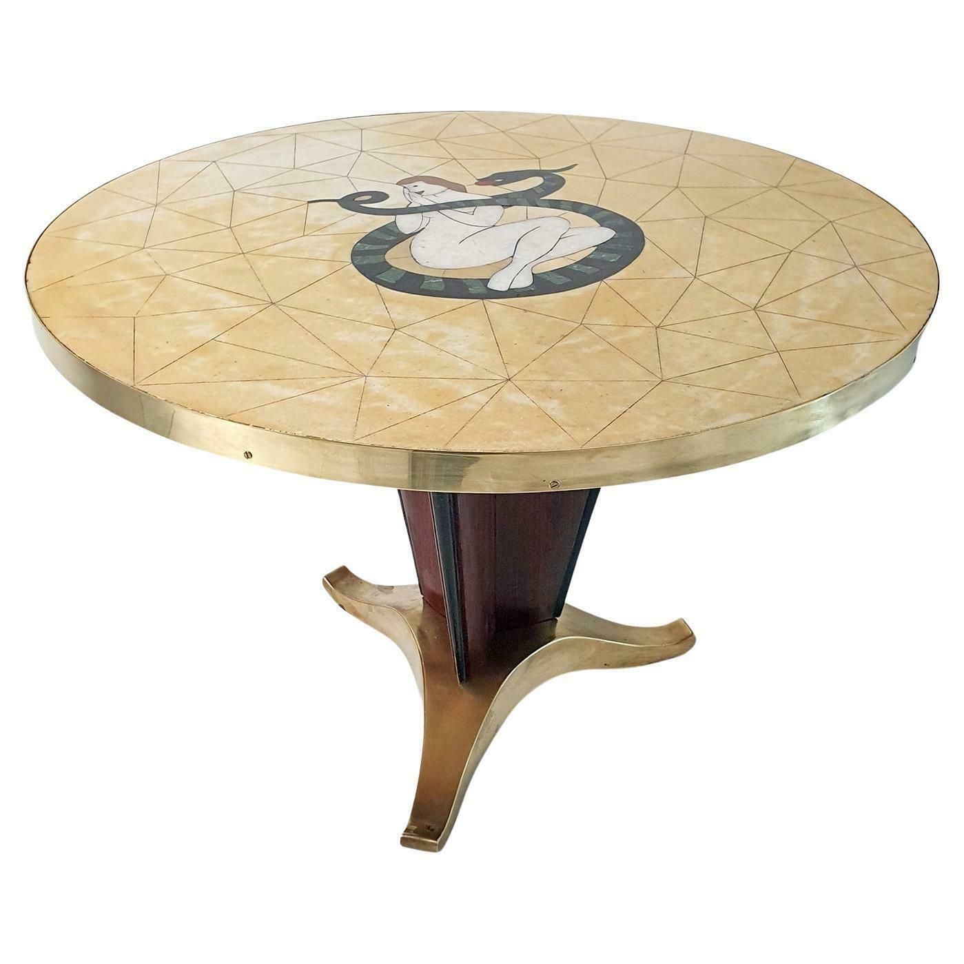 Mid Century Cocktail Table Eve With Snake In The Manner Of Melchiorre Bega