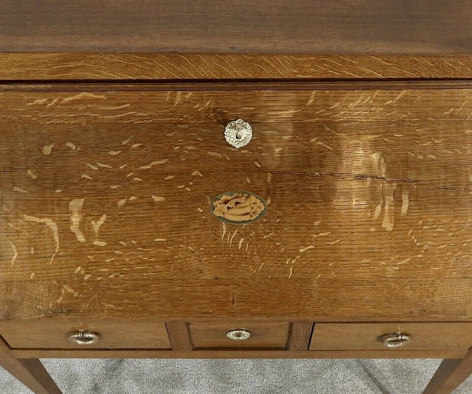 Small Bureau De Pente In Oak, Directoire Style   2nd Part Of The 19th Century photo vintage