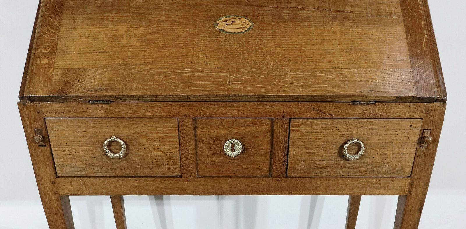 Furniture Small Bureau De Pente In Oak, Directoire Style   2nd Part Of The 19th Century photo