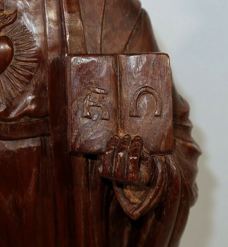 Important Statue Of Christ In Chestnut, Late 19th Century photo vintage