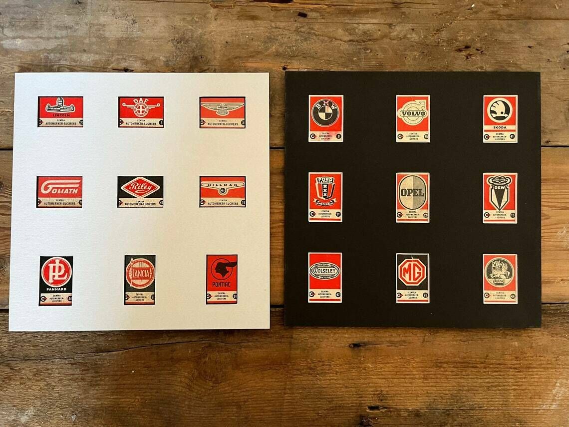 Vintage Car Logo Cigarette Cards C.1950s Card Mounted photo furniture