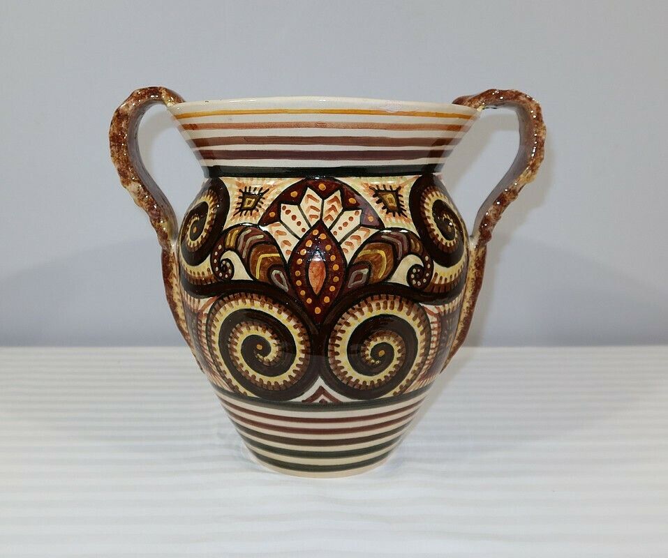 Earthenware Vase Signed P. Fouillen, Henriot Quimper – 1940