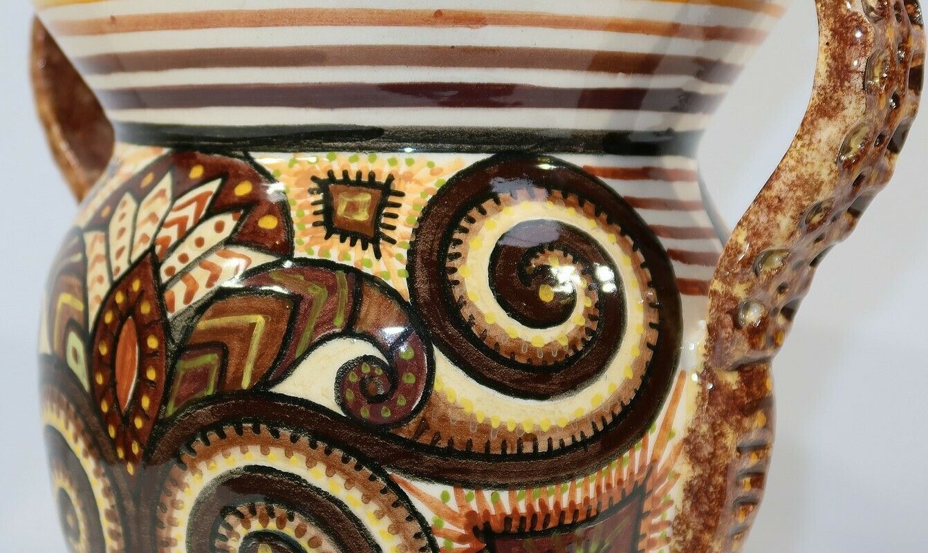 885.8 Earthenware Vase Signed P. Fouillen, Henriot Quimper – 1940 photo
