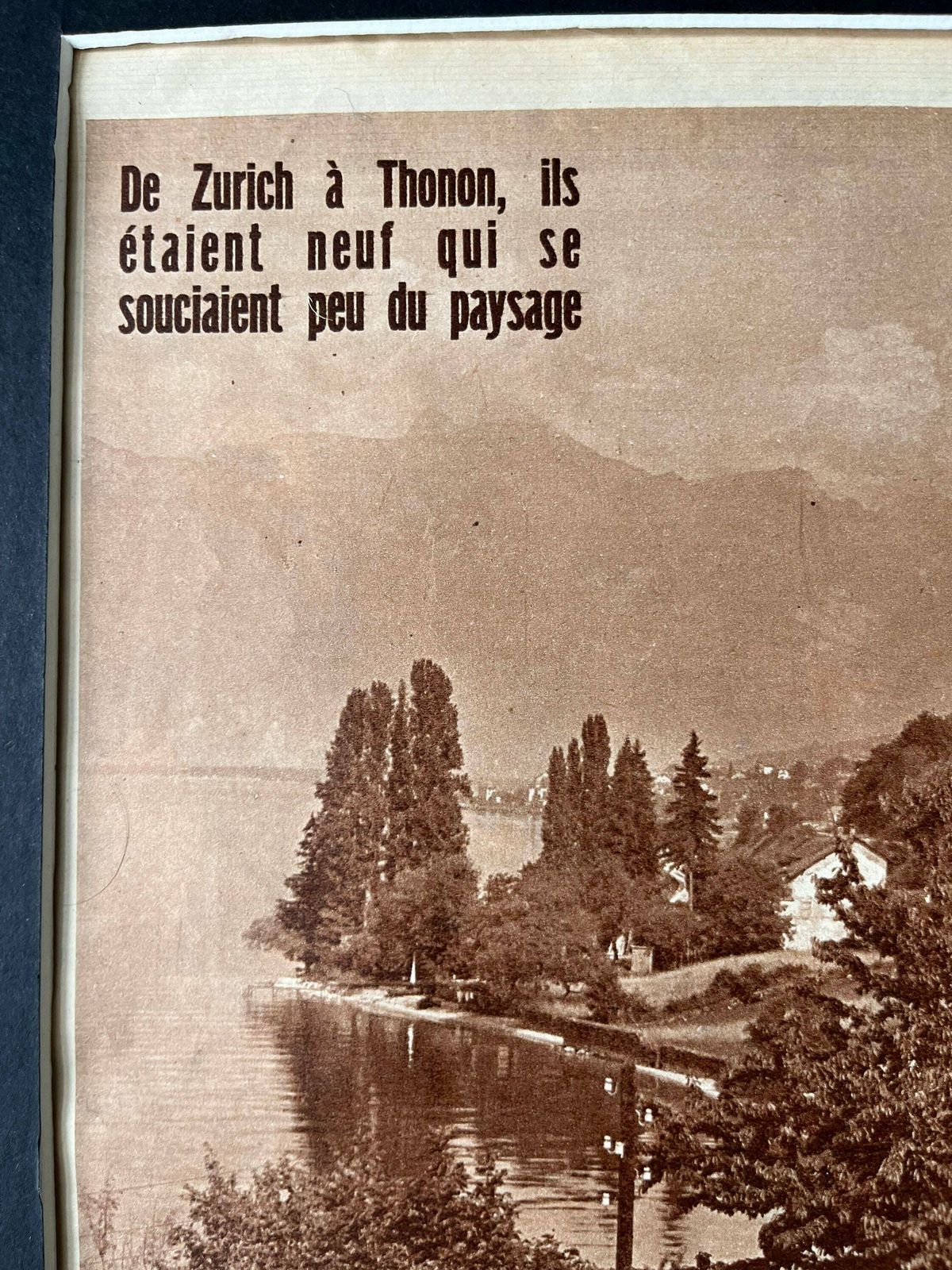 1950s Original Vintage Tour De France Cycling Print   Lac Leman photo Art