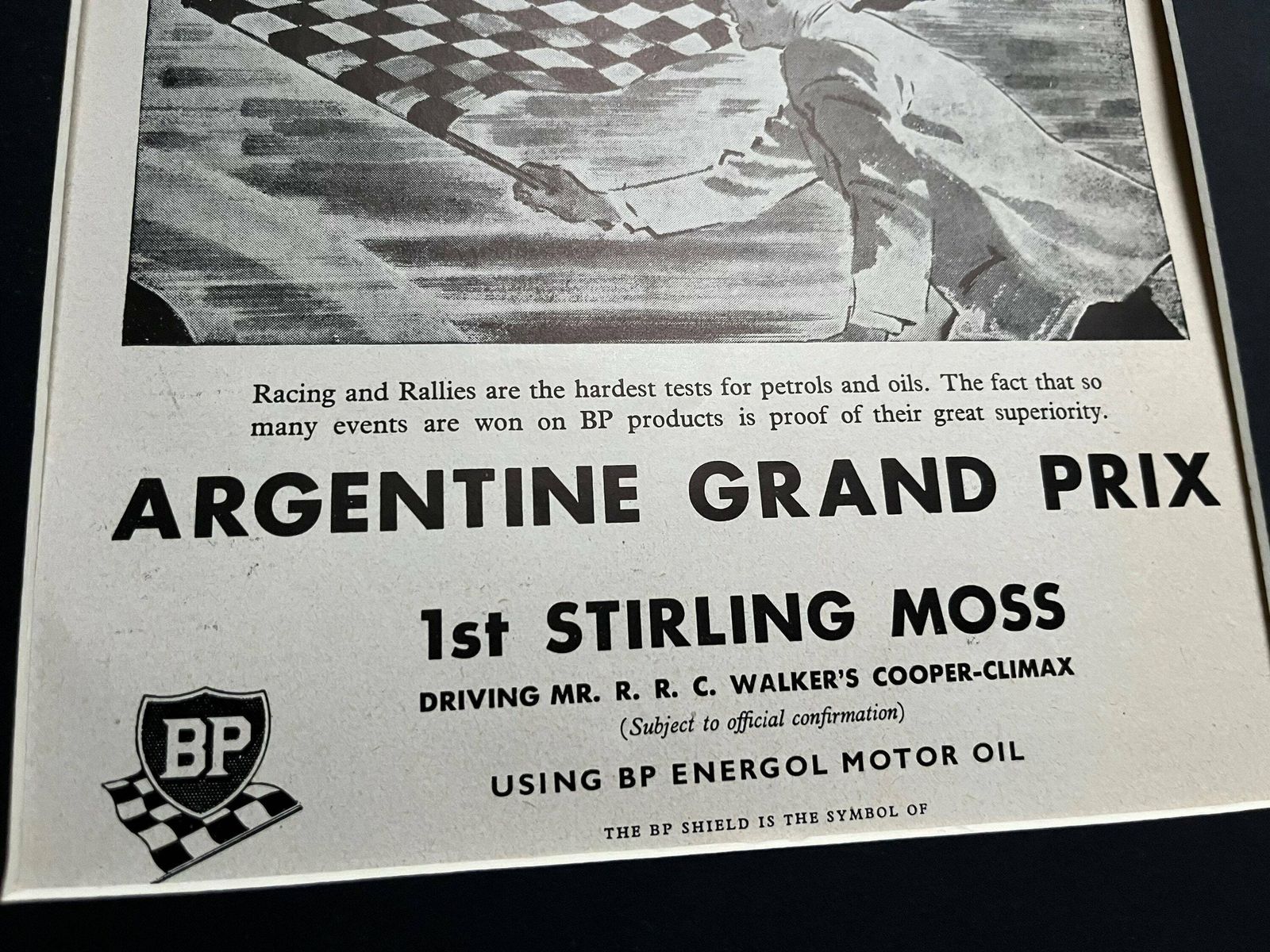 Stirling Moss / Bp Advertising Print  Argentine Grand Prix 1958 photo 56.0