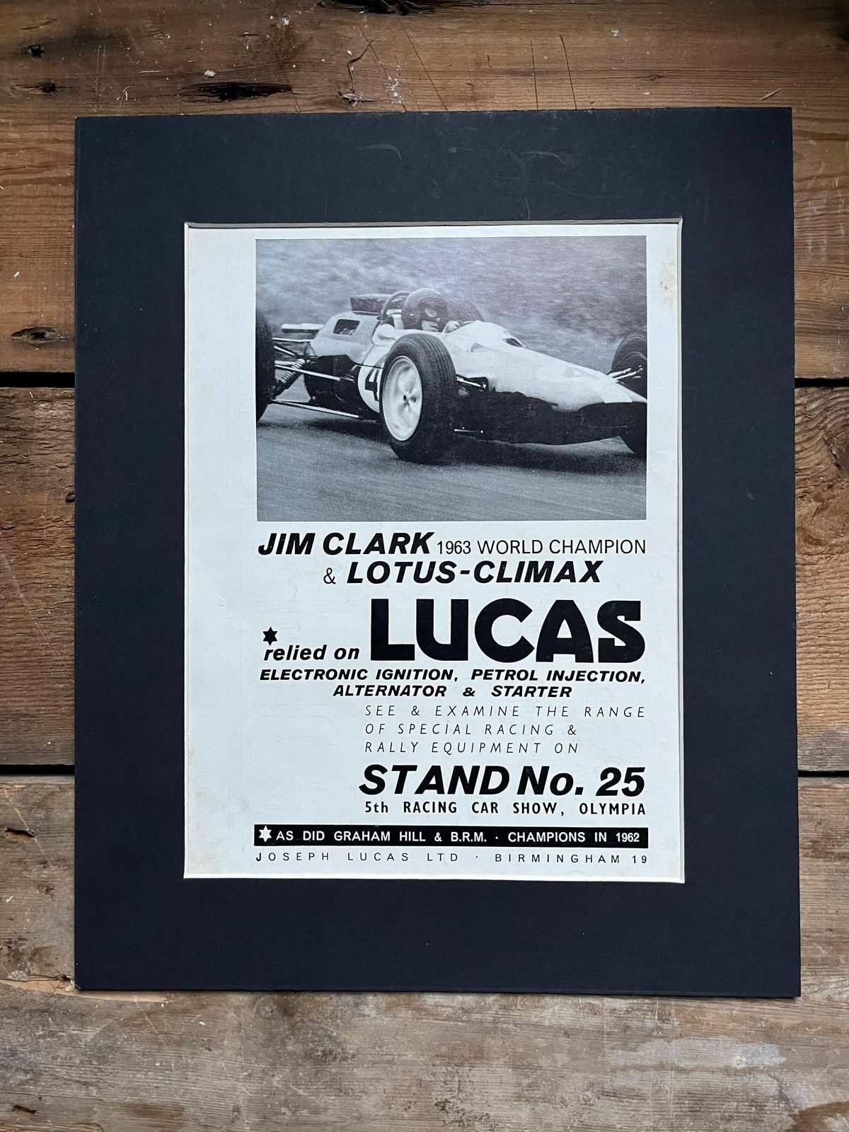 Vintage Jim Clark Lucas Advertising Print 1963