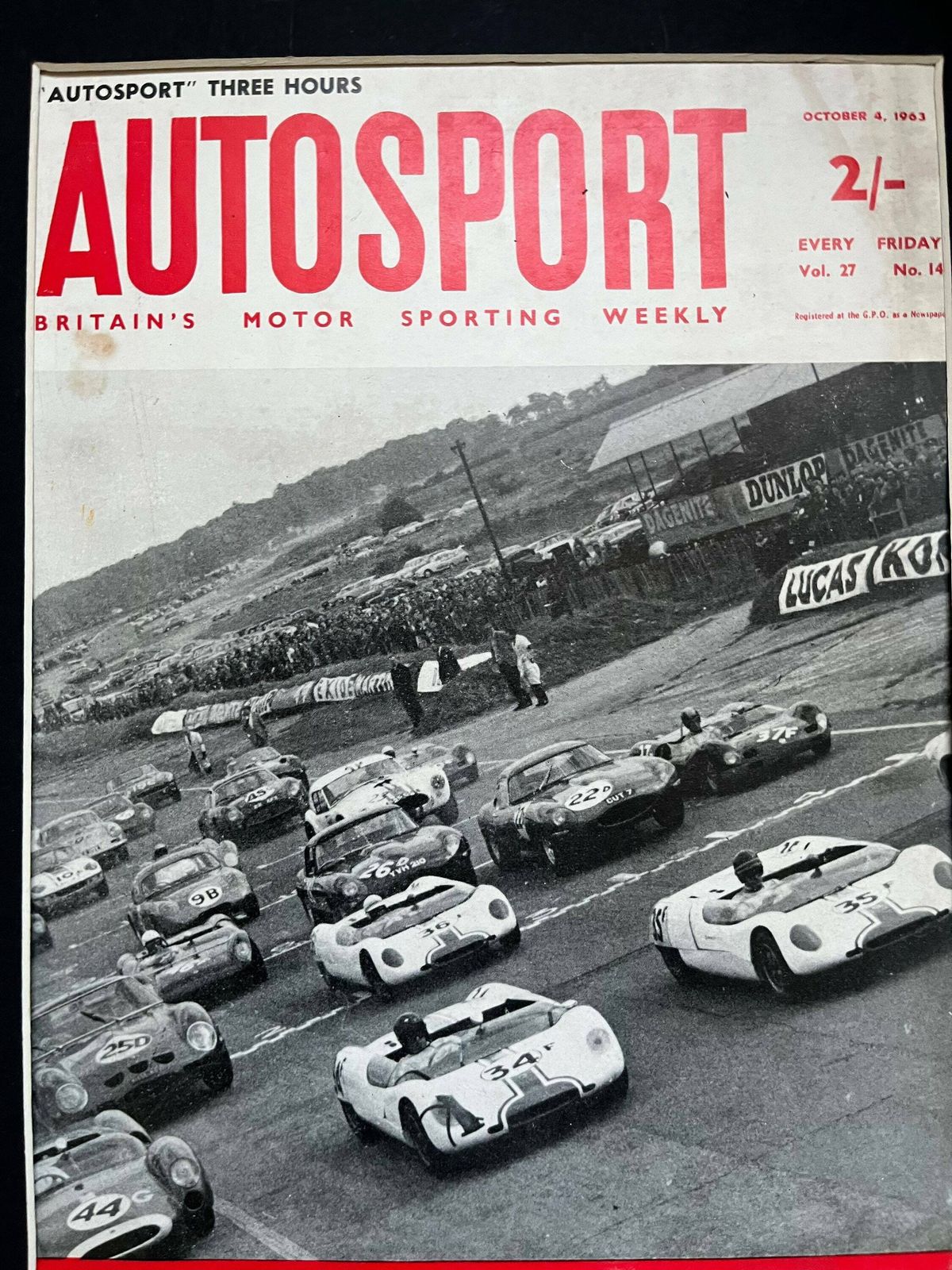 Vintage Autosport Print 1963 Three Hour Race Snetterton photo for sale
