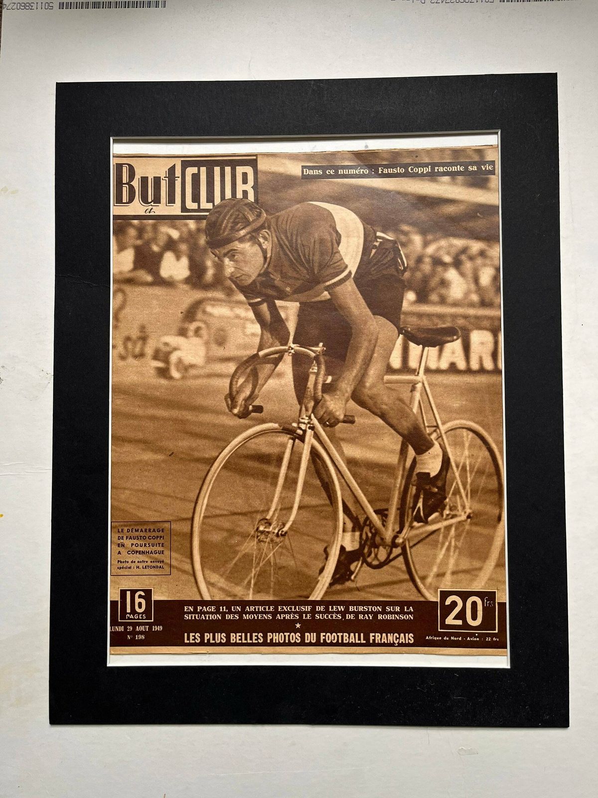 Fausto Coppi / Bianchi Original Vintage Cycling Print 1949