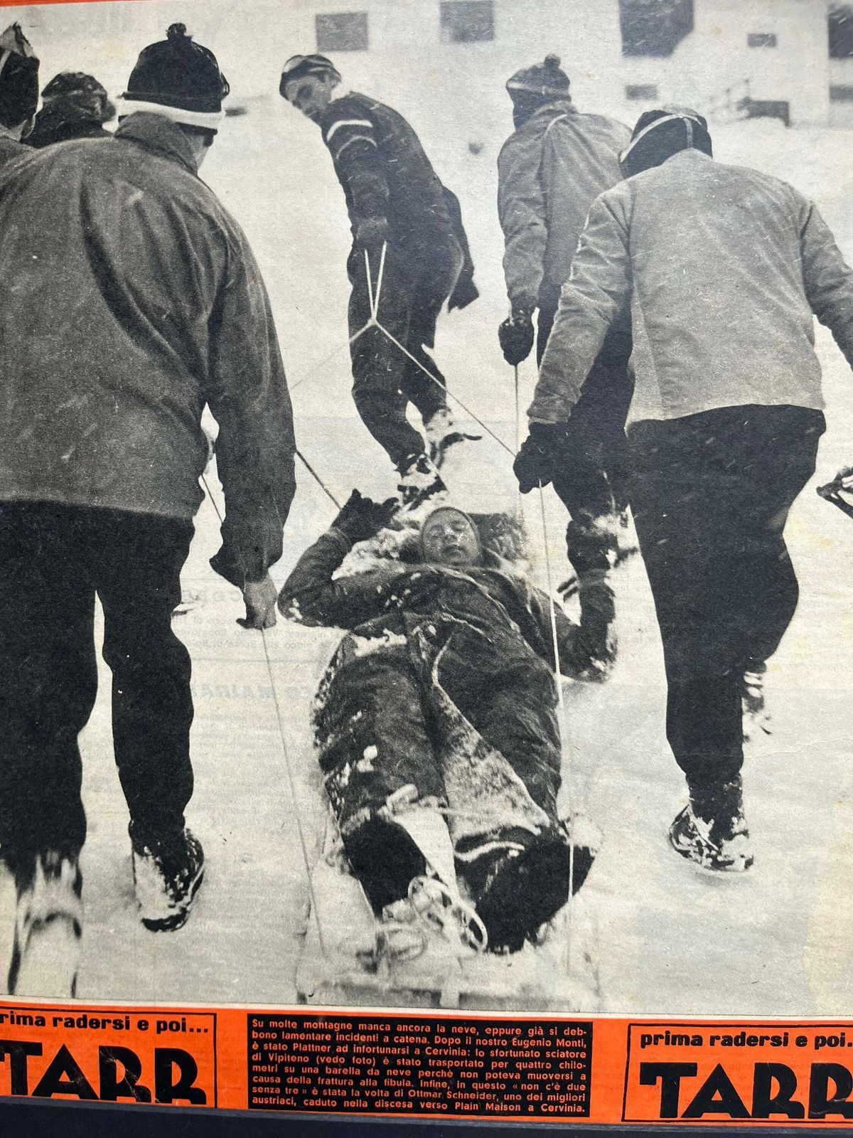 Vintage Italian Skiing Print C1950 Karl Plattner photo furniture