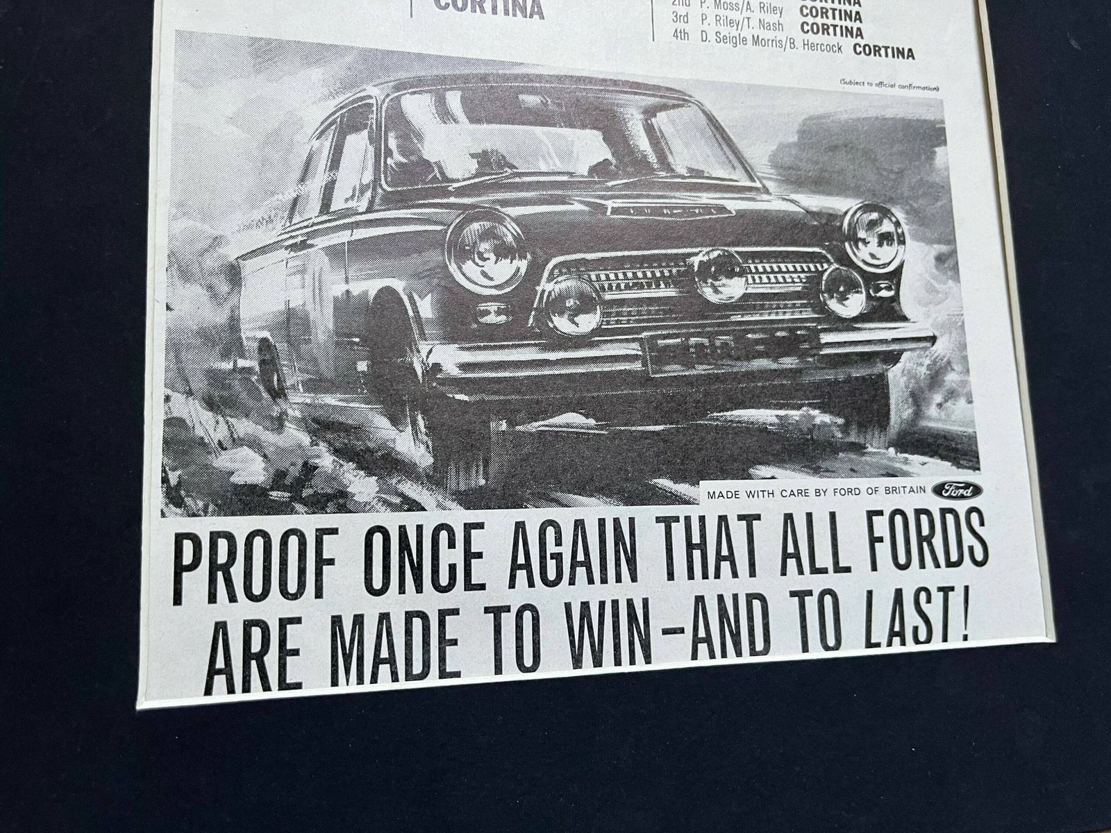 Vintage Advertising Print 1964 Vintage Lotus Cortina photo furniture