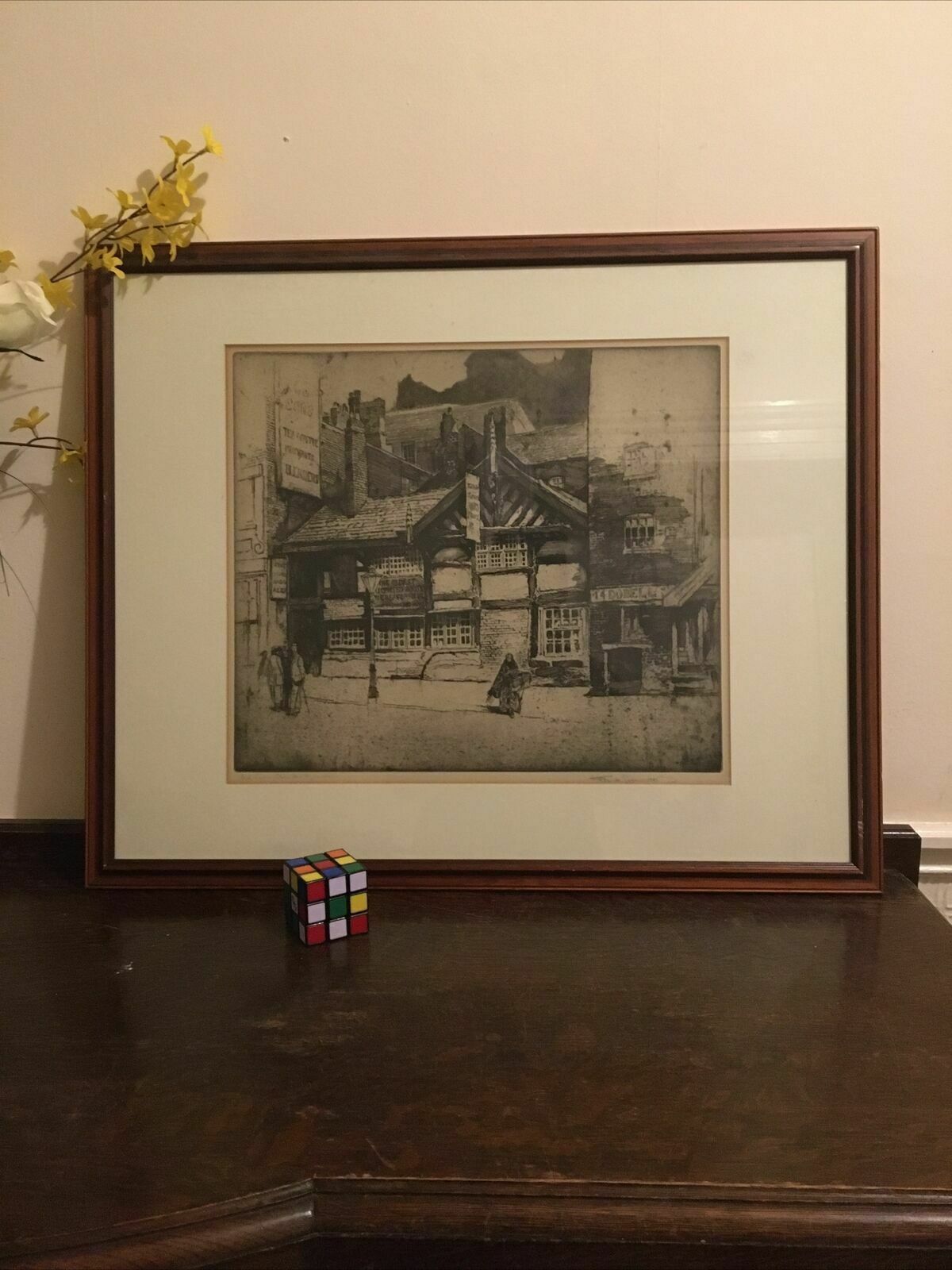 Art Frank Greenwood Seven Stars Pub Etching Manchester Framed Northern Art Signed photo