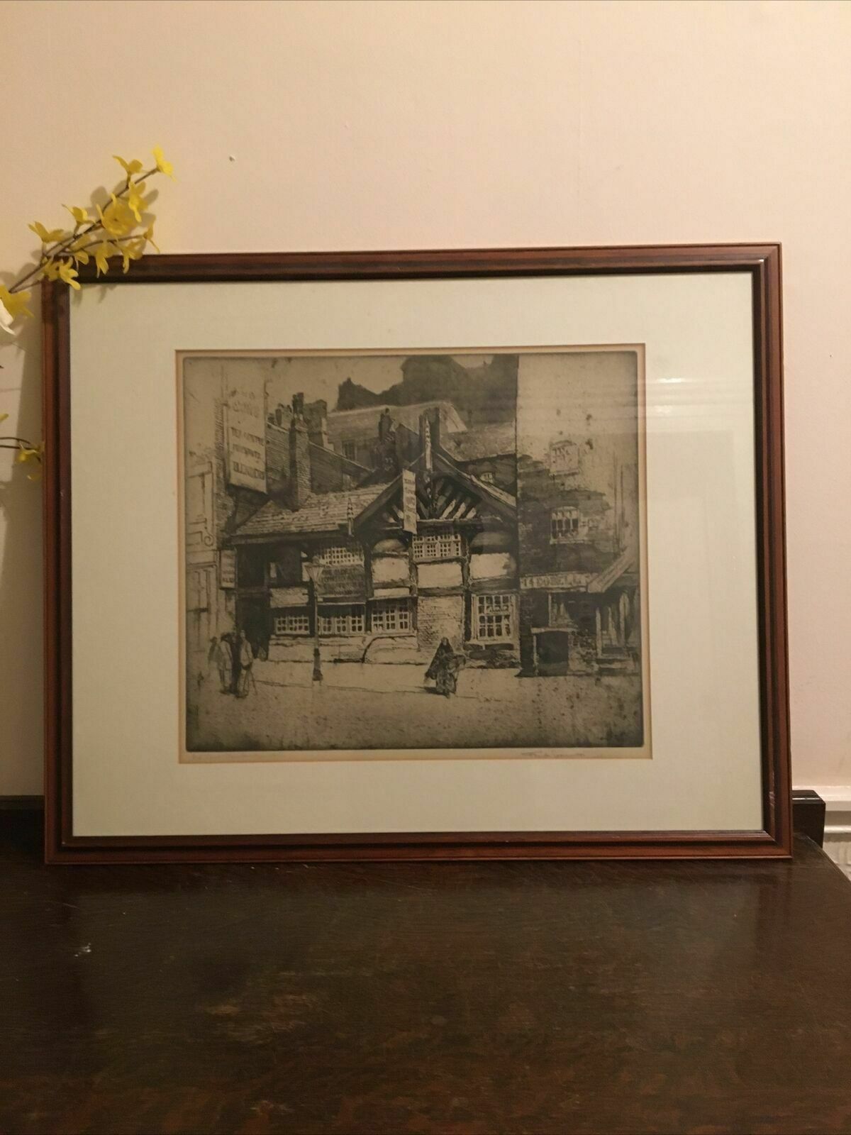 photo buy Frank Greenwood Seven Stars Pub Etching Manchester Framed Northern Art Signed