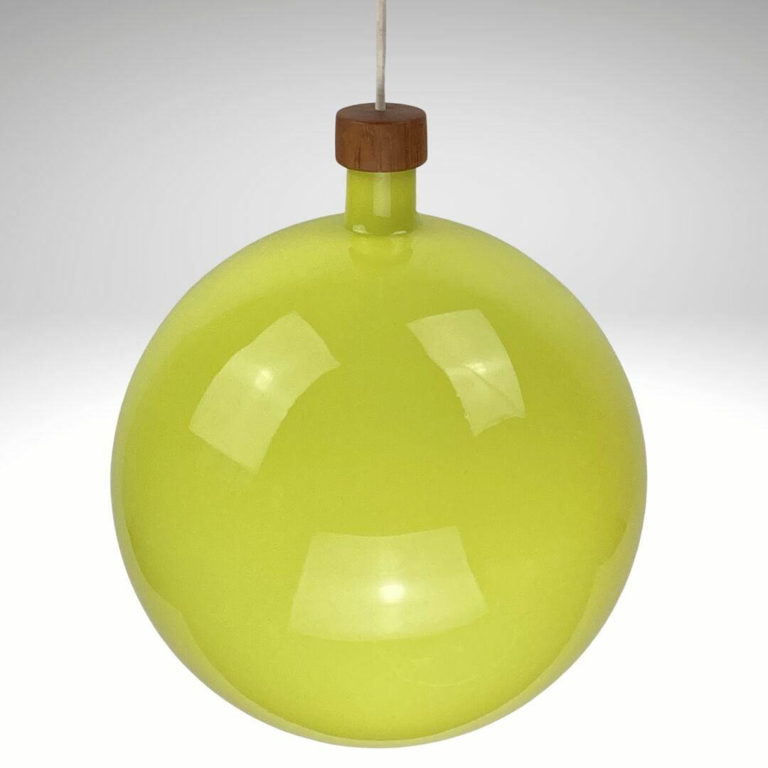 Cascade Glass And Teak Lamp By Uno & östen Kristiansson For Luxus, Sweden 1960s photo Lighting