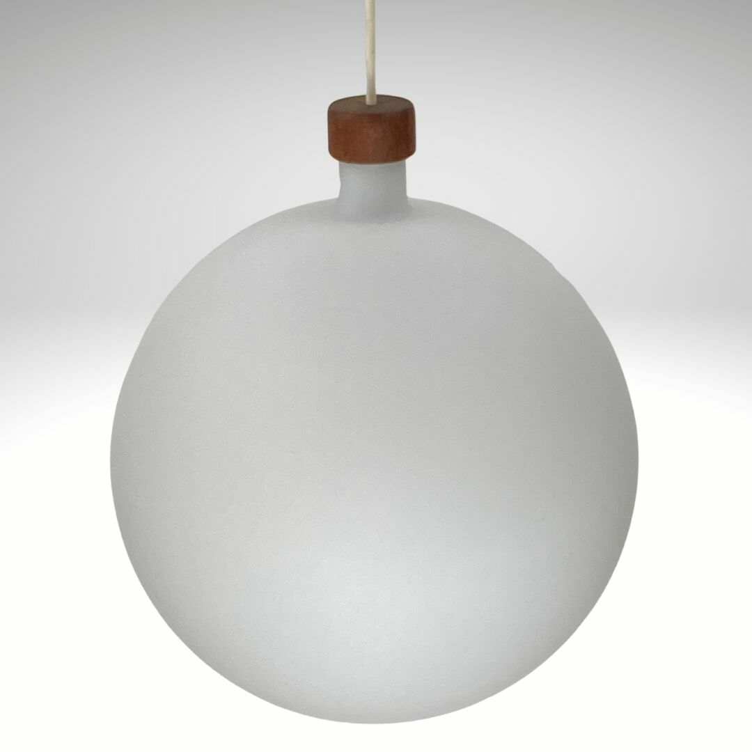 Cascade Glass And Teak Lamp By Uno & östen Kristiansson For Luxus, Sweden 1960s photo vinterior