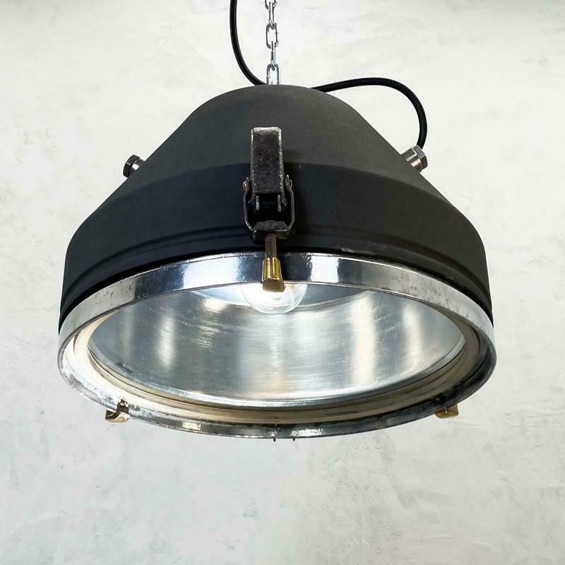 20th Century Black Industrial Iron Ceiling Light By Veb photo Lighting
