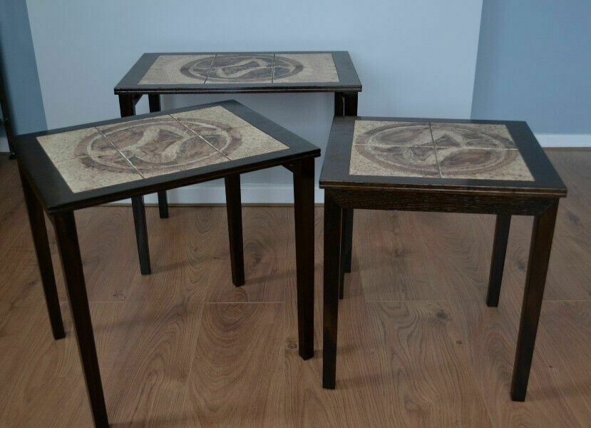 Mid Century Nest Of Tables With Tiled Tops