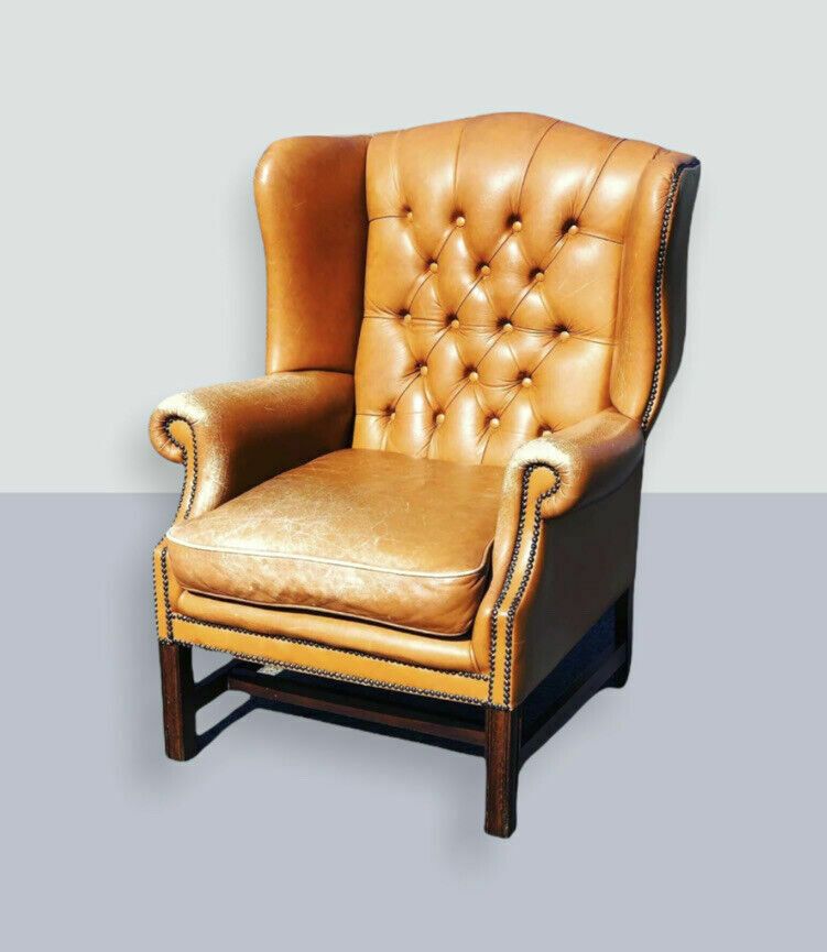 Tan Leather Armchair, Country House Library Armchair. photo furniture