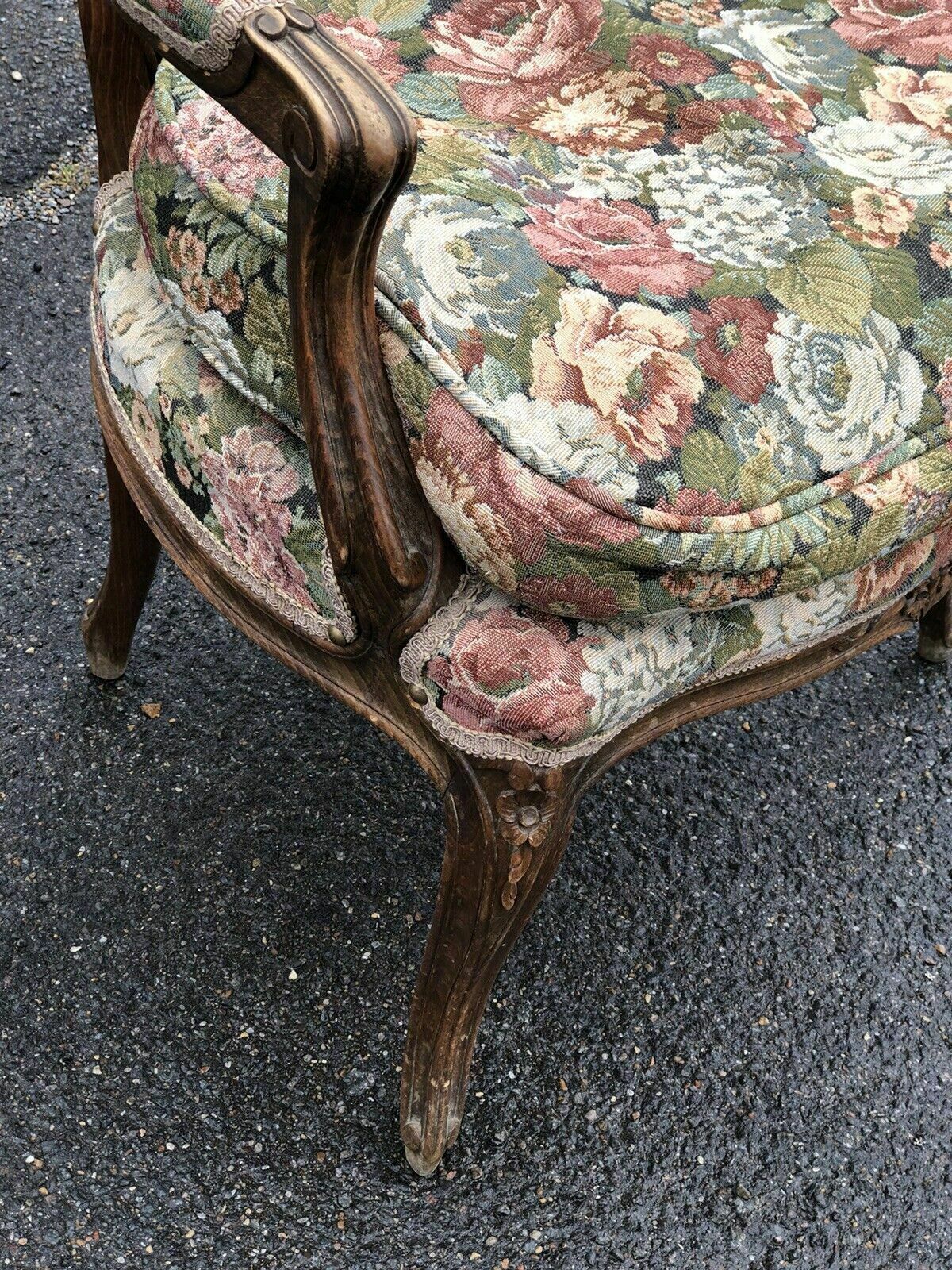 French Armchair With Tapestry Upholstery photo vintage
