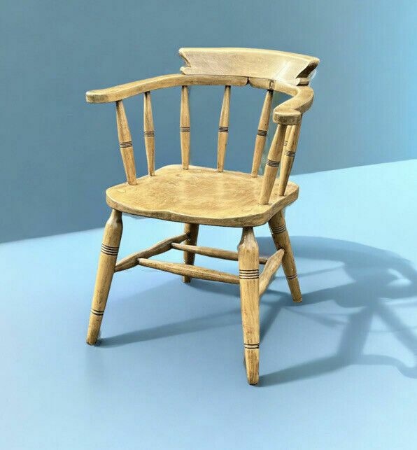 Antique Oak Smokers Bow Fireside Armchair