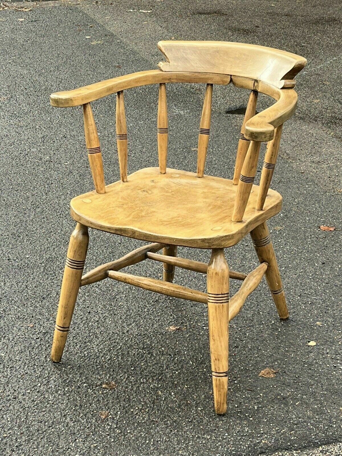 Antique Oak Smokers Bow Fireside Armchair photo for sale