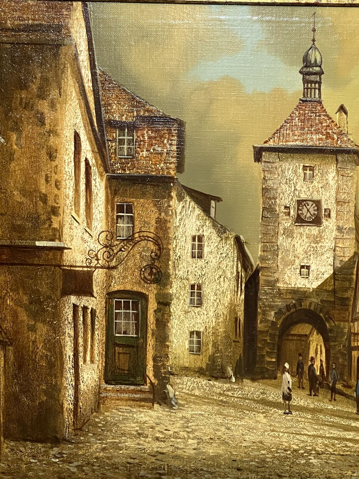 German Contemporary 20th Century Peter Samberger 'A View Of The Old Town Of Rothenburg' Oil Painting On Canvas photo Art