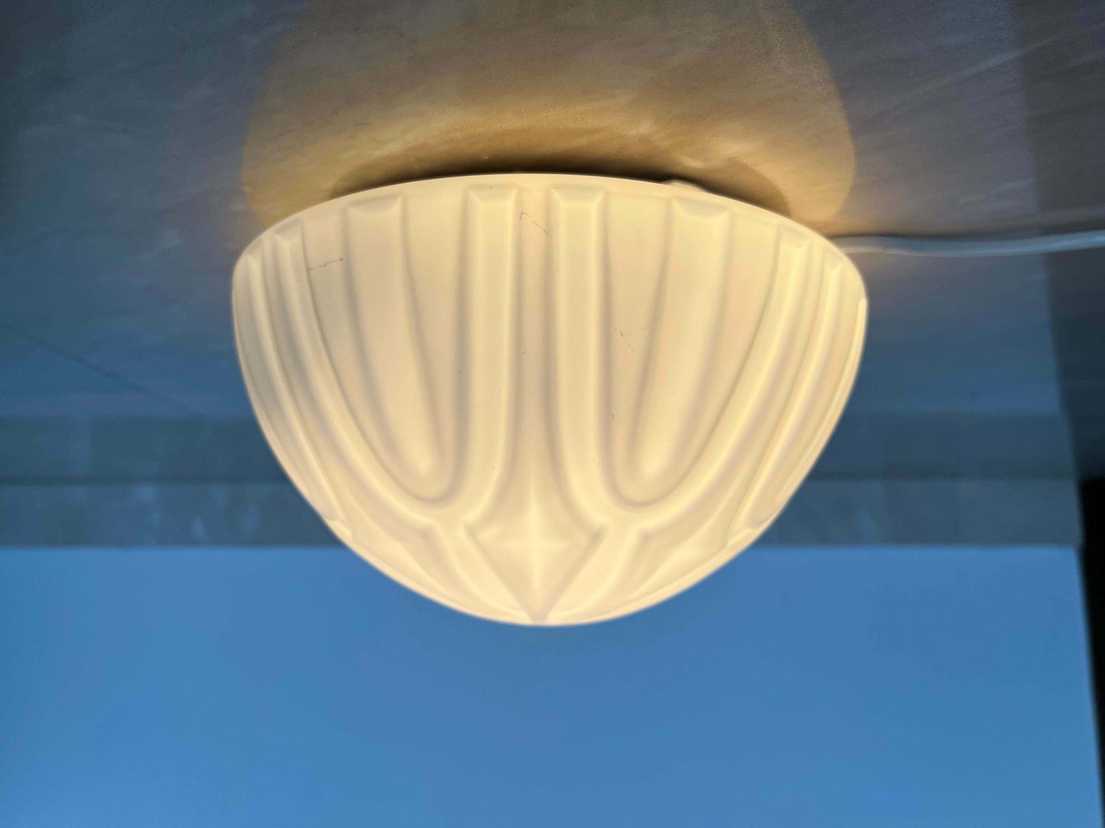 Pair Of Midcentury Design Glass Ceiling Lamps/Flush Mounts Or Wall Lamps   1970s photo for sale