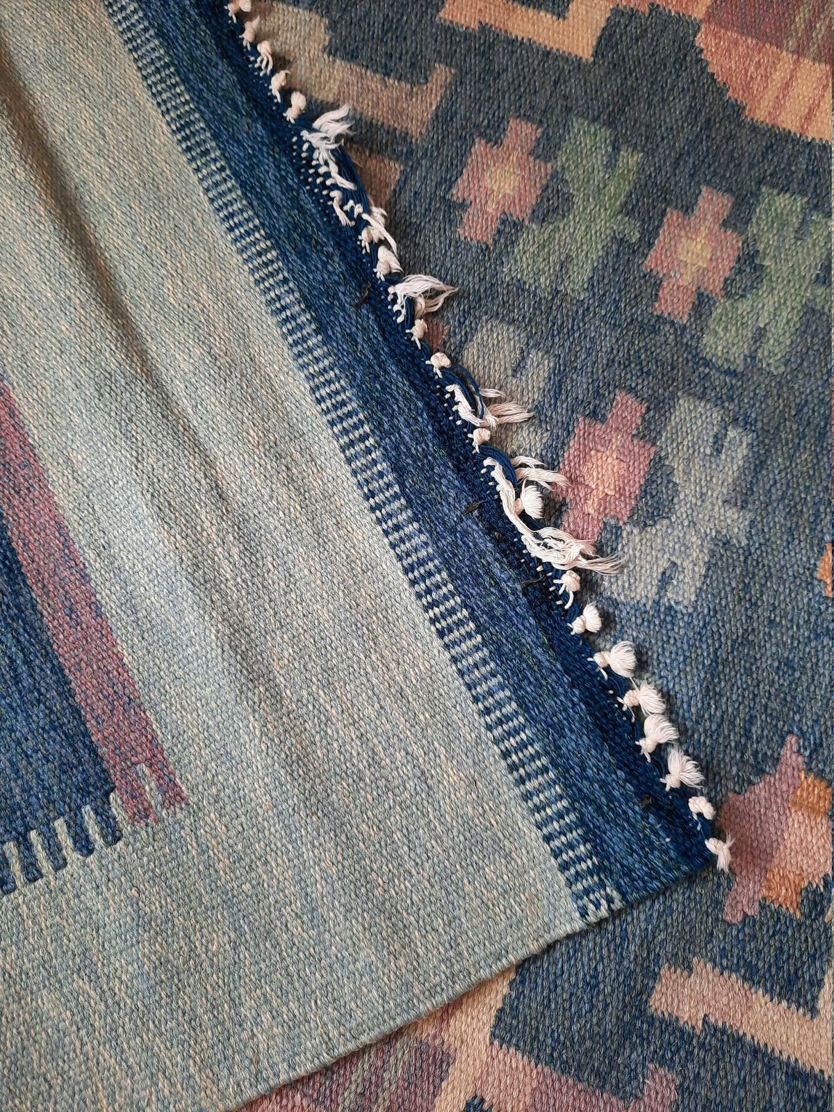 photo for sale Vintage Sweedish Style Hand Woven Flat Weave Rug, Modern Scandinavian Flatweave Area Rug, Hand Made , Hand Woven Wool Kilim Carpet