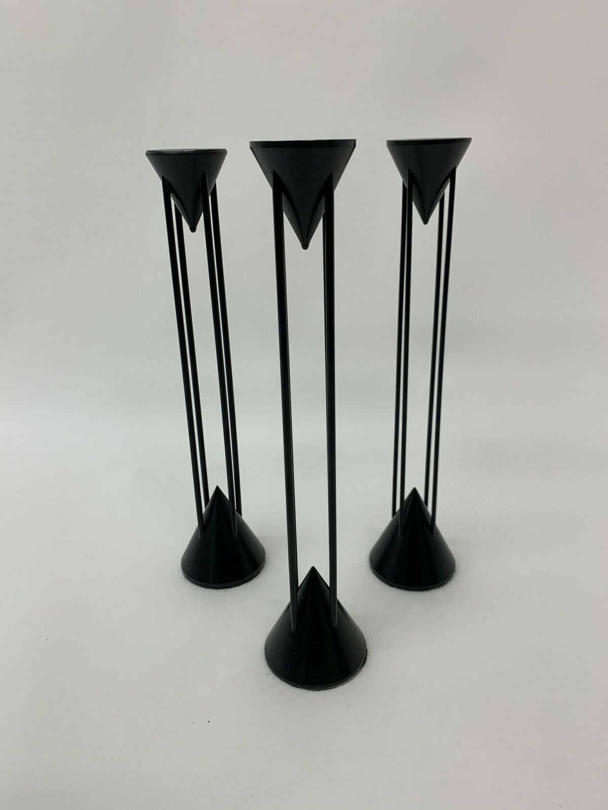 Set Of 3 Post Modern Memphis Candle Sticks By Markus Borgens , 1980’s