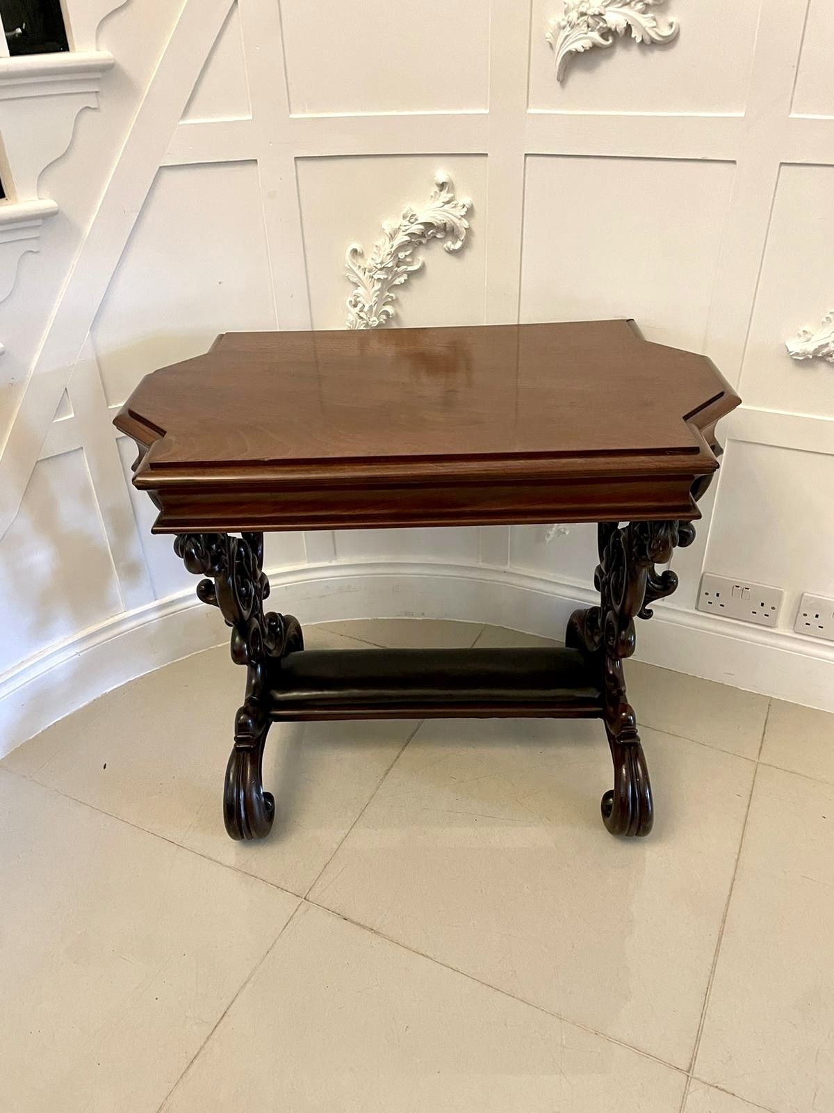 Outstanding Quality 19th Century Antique Carved Mahogany Freestanding Side Table