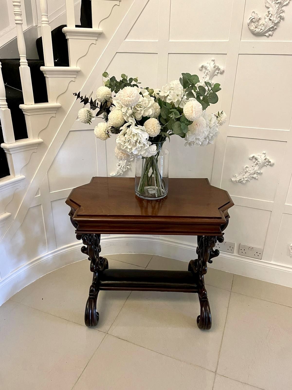 Furniture Outstanding Quality 19th Century Antique Carved Mahogany Freestanding Side Table photo