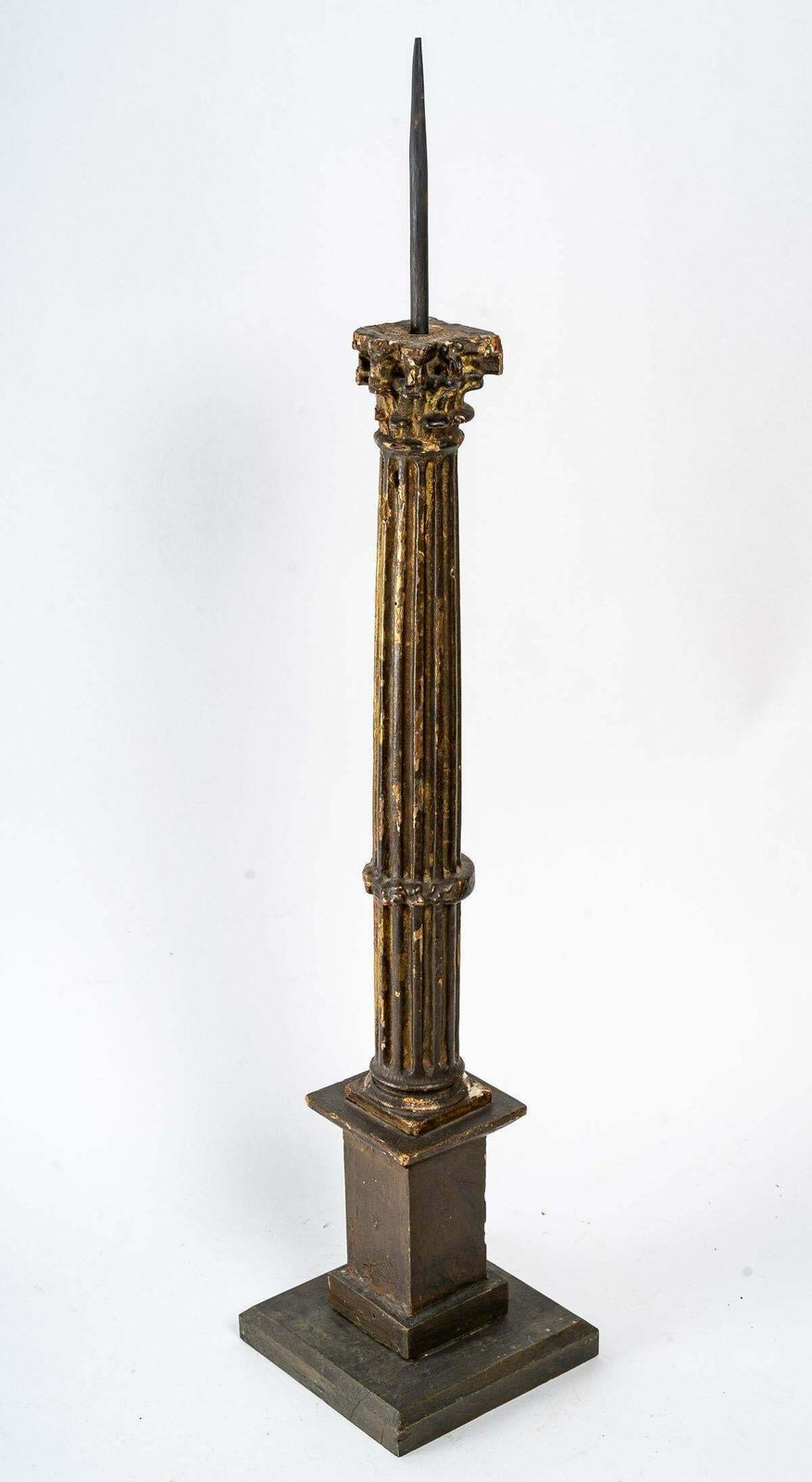 Carved And Gilded Wood Candle Stick, 19th Century photo Home Decor