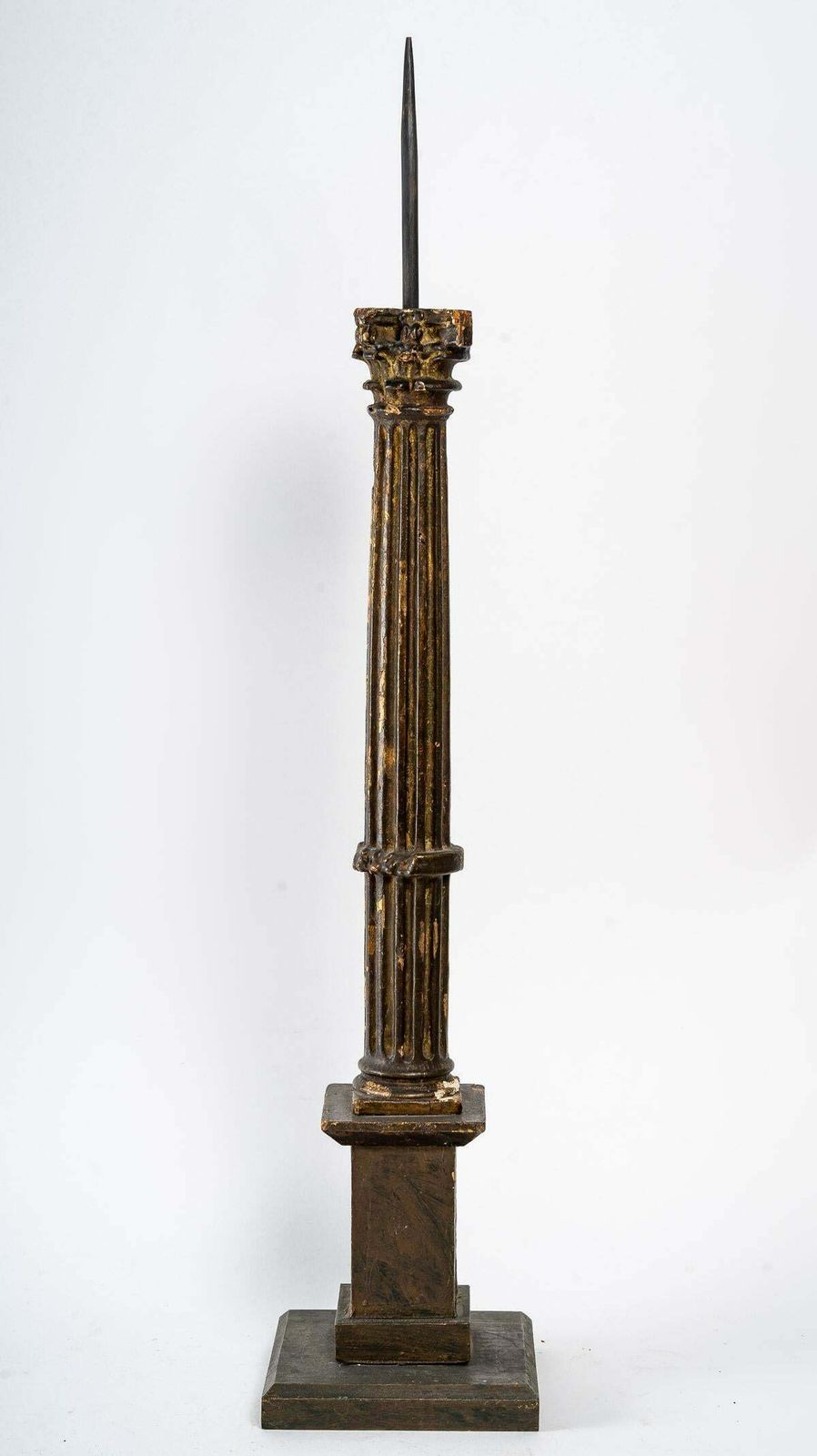 Carved And Gilded Wood Candle Stick, 19th Century photo buy