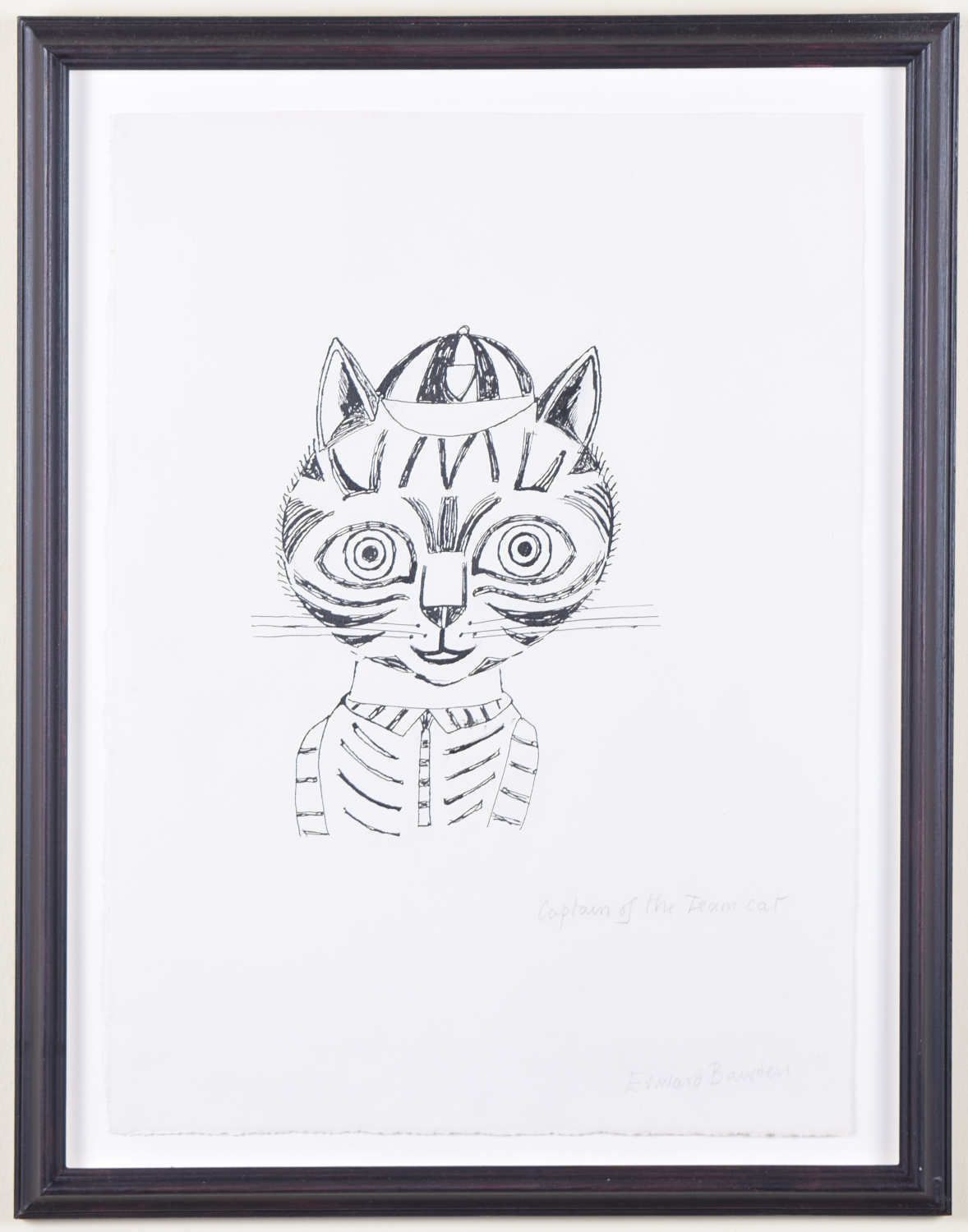 Edward Bawden Captain Of The Team Cat Pen And Ink Drawing