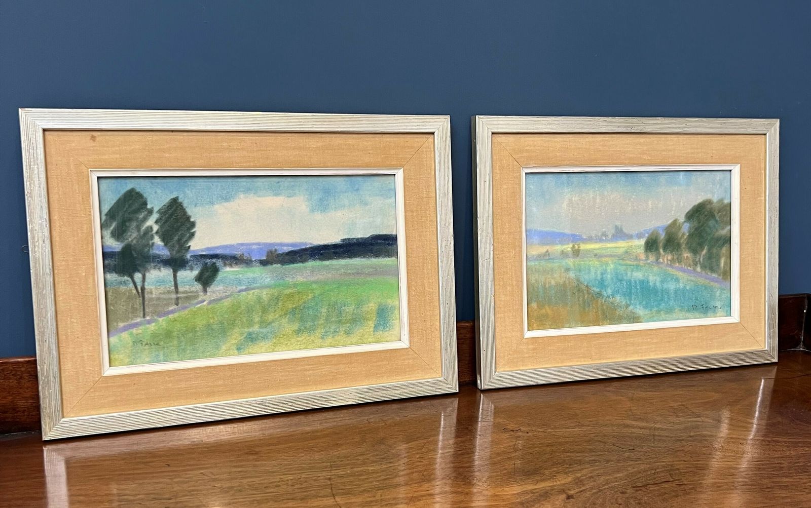 A Pair Of Mid Century Swedish Framed Pastel Landscapes By Ragnar Falk