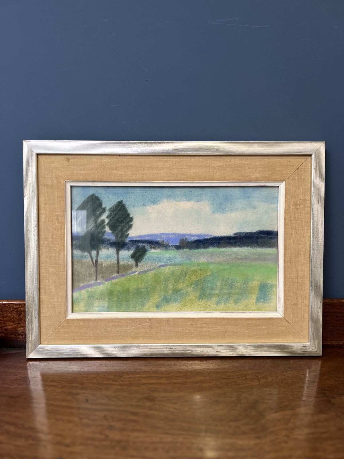 A Pair Of Mid Century Swedish Framed Pastel Landscapes By Ragnar Falk photo vintage