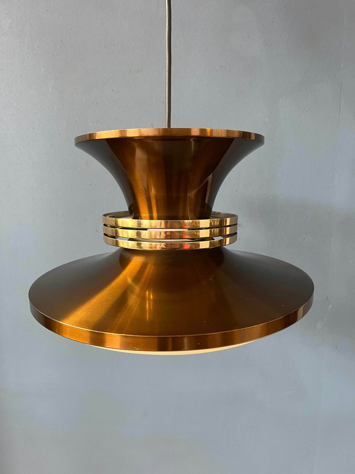 Vintage Deense Hanglamp In Koperkleur photo buy