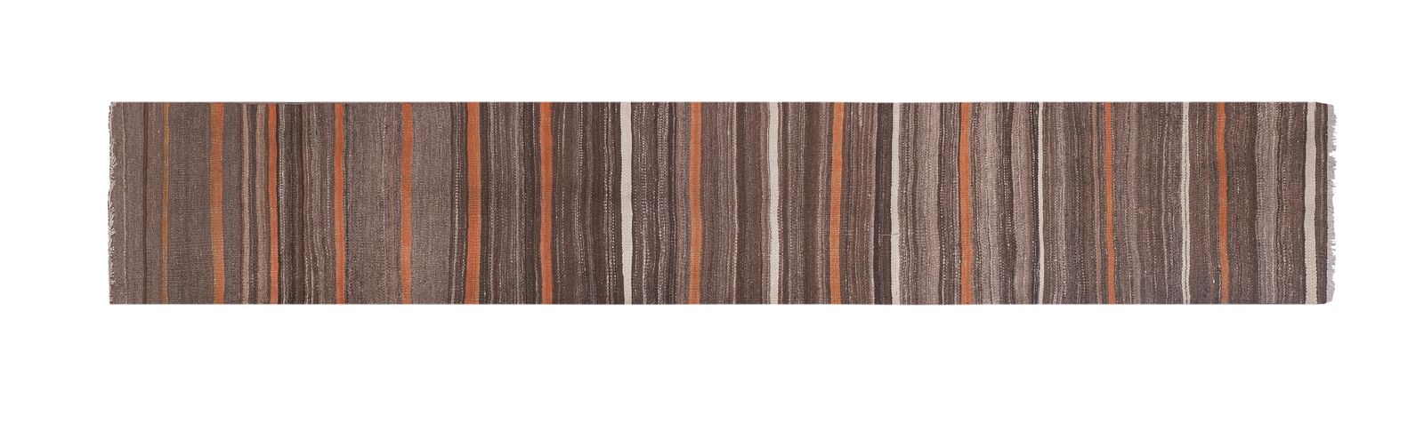 Striped Turkish Wool Kilim Runner 1'10'' X 11'2'' photo furniture