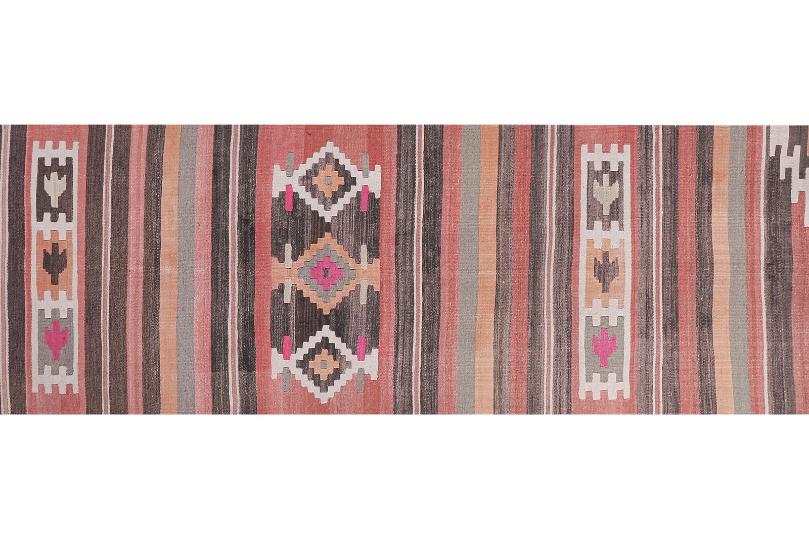 Striped Turkish Kilim Rug Runner 2'9'' X 11'6'' photo furniture