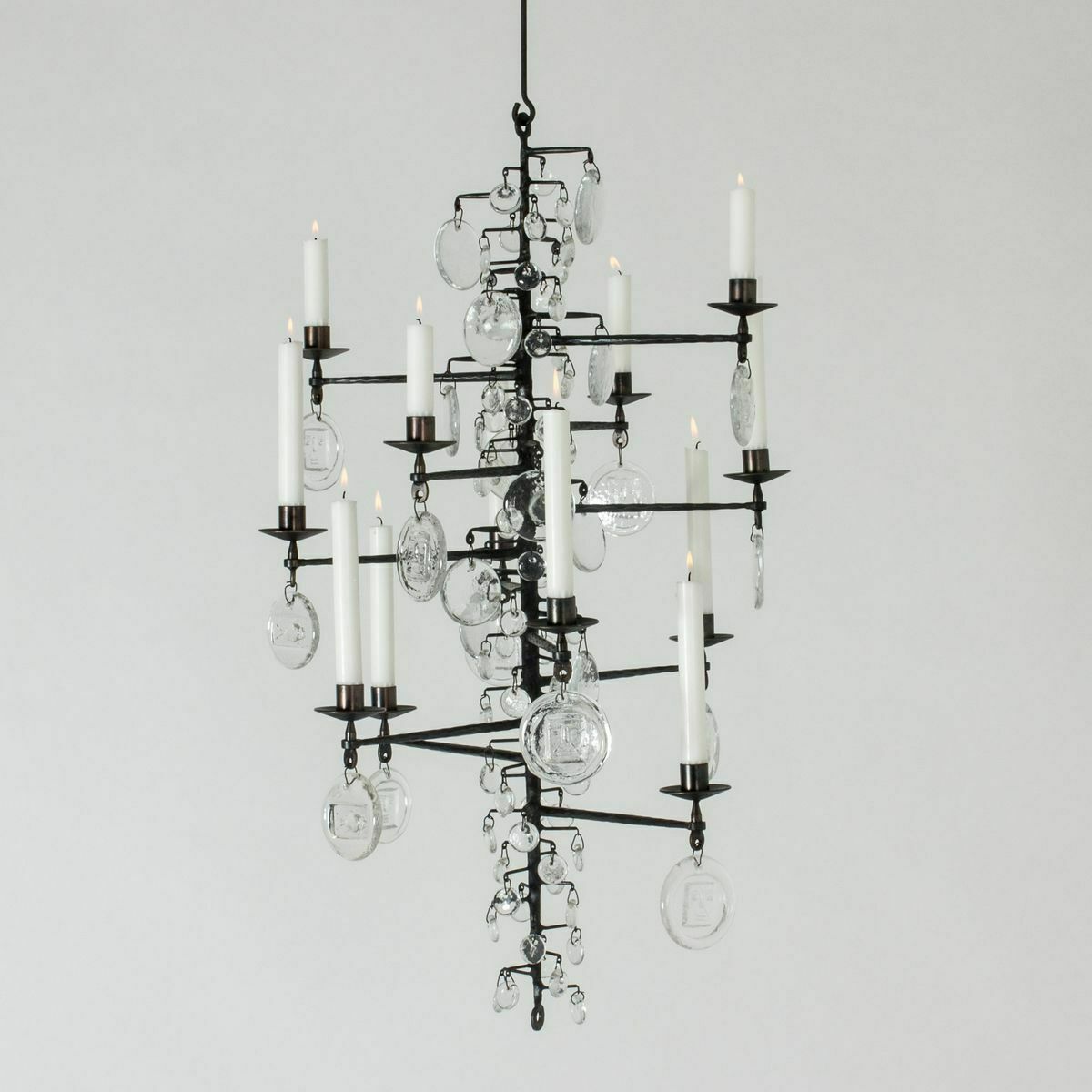 Wrought Iron And Glass Candelabrum By Erik Höglund For Boda, 1960s photo furniture
