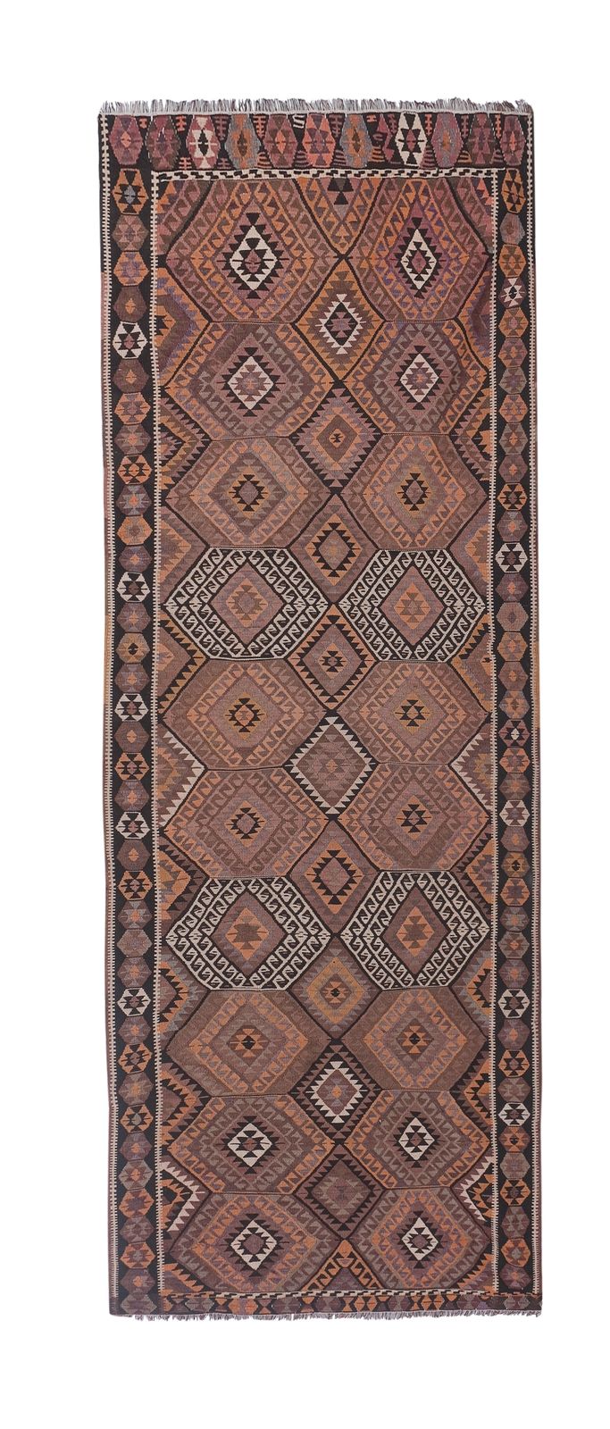Vintage Pastel Turkish Kars Kilim Rug 4'4'' X 11'10'