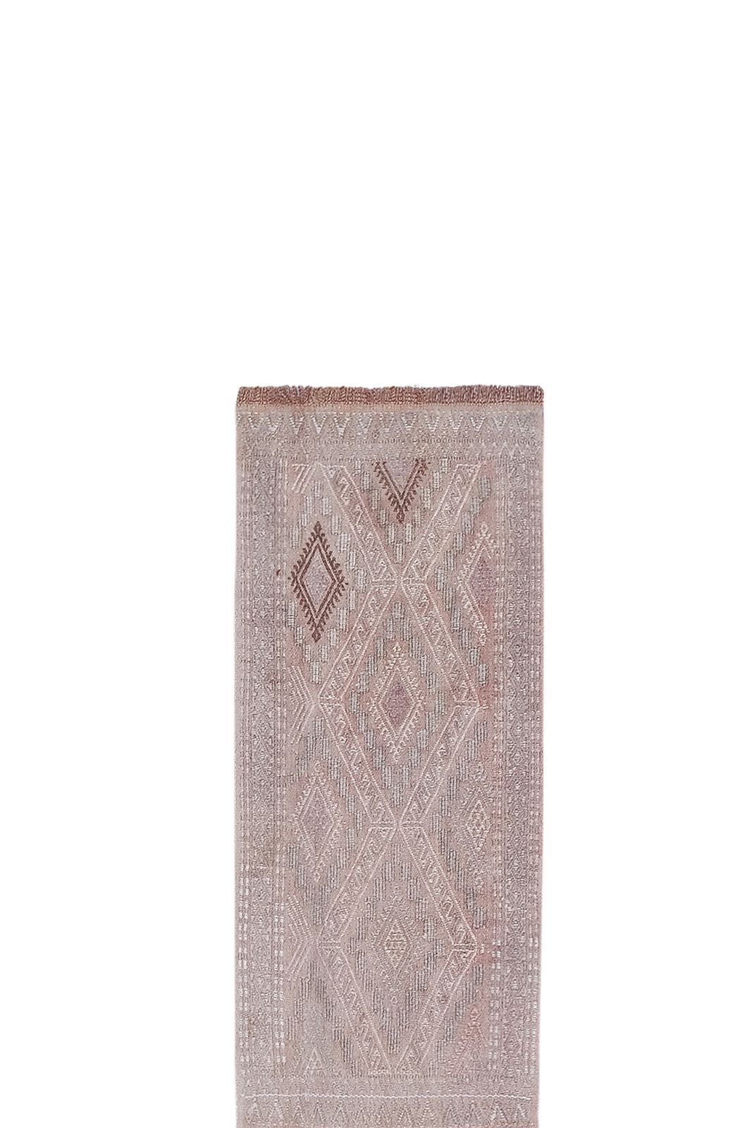 Vintage Faded Pink Turkish Kilim Rug 1'7'' X 15'9'' photo for sale