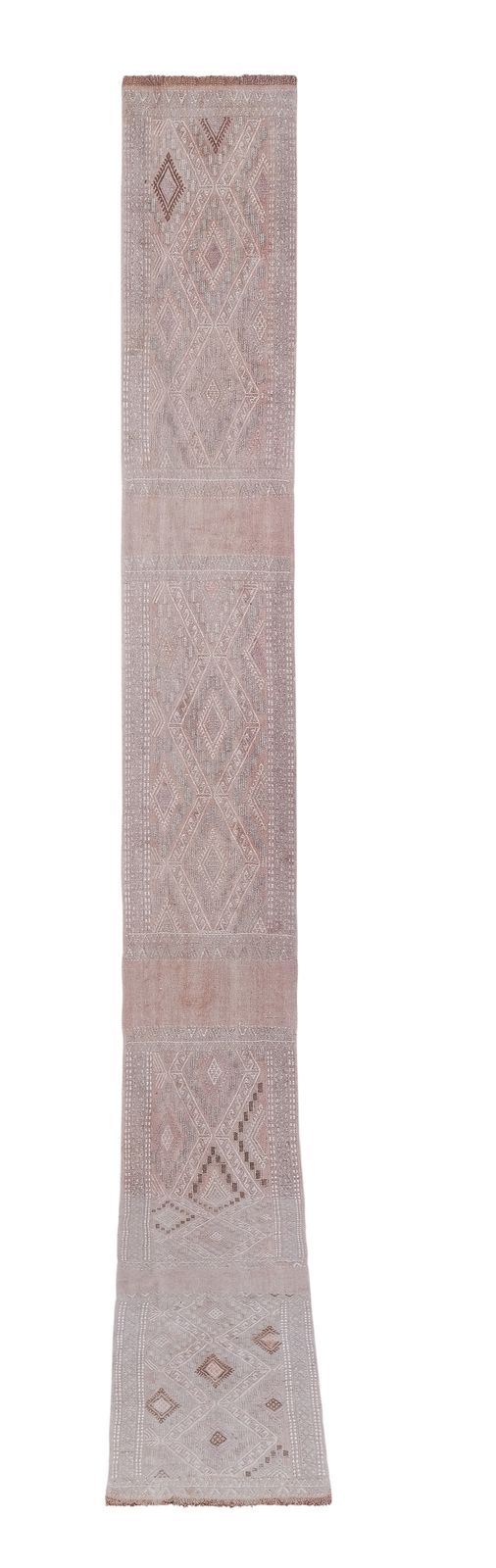 Vintage Faded Pink Turkish Kilim Rug 1'7'' X 15'9''