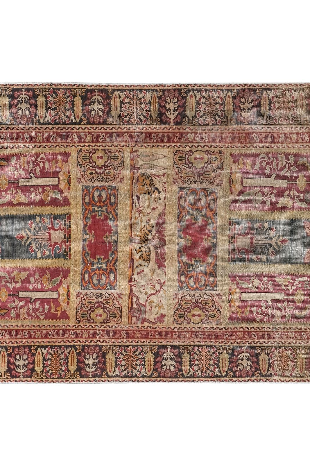Distressed Turkish Pictorial Lion Rug 3'9'' X 5'12'' photo Textiles