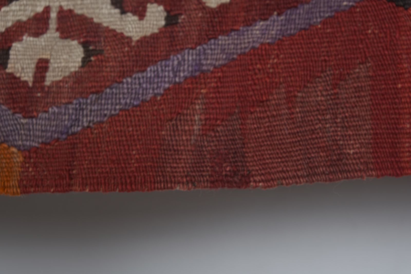 650.0 Vintage Red Turkish Kilim Runner 3'9'' X 12'4'' photo