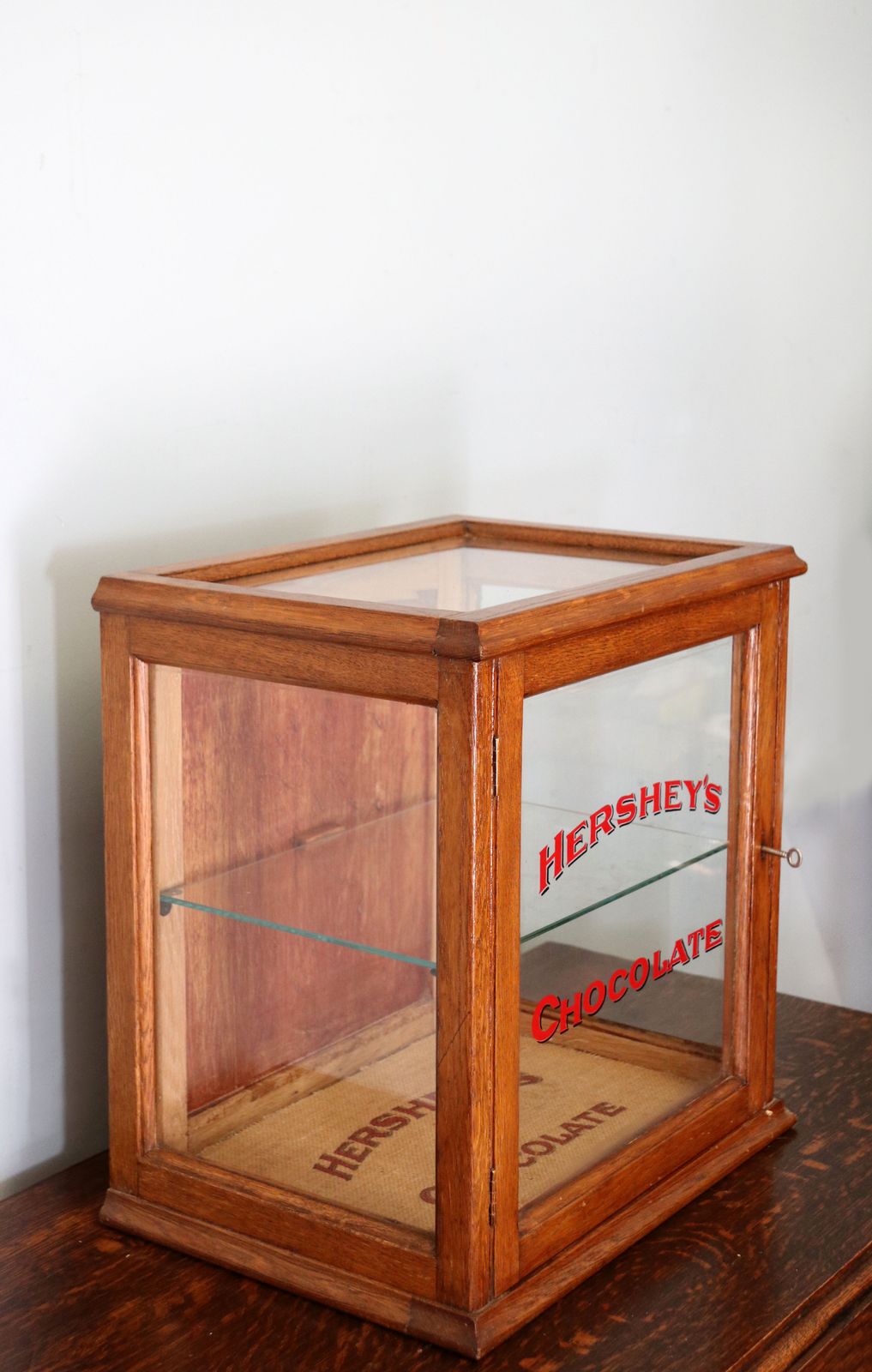 photo vinterior A Hershey’s Chocolate  Hardwood Framed Shop Counter Display Cabinet.