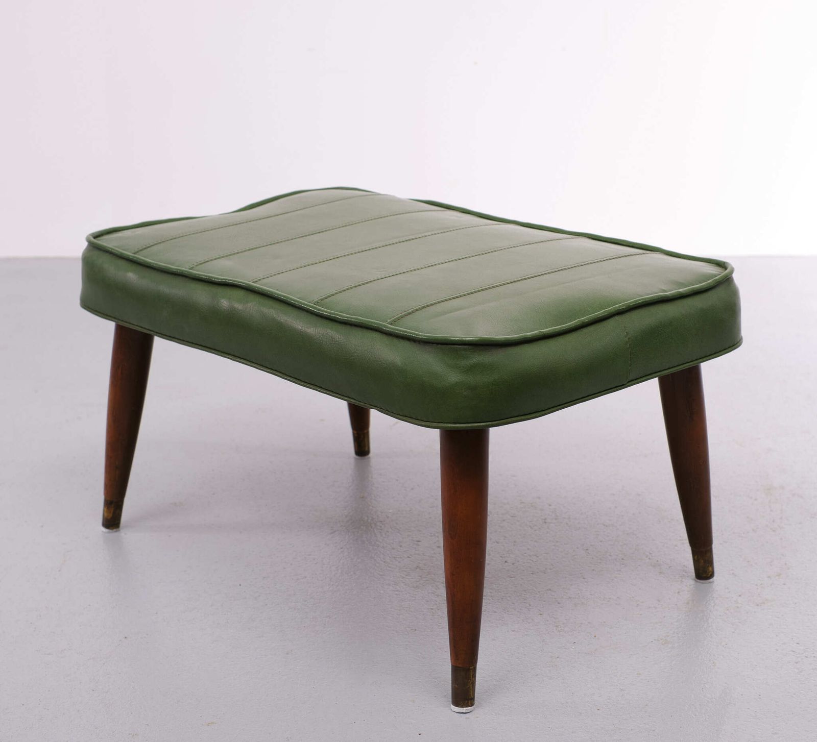 Green Faux Leather Ottoman 1950s England photo 936.2