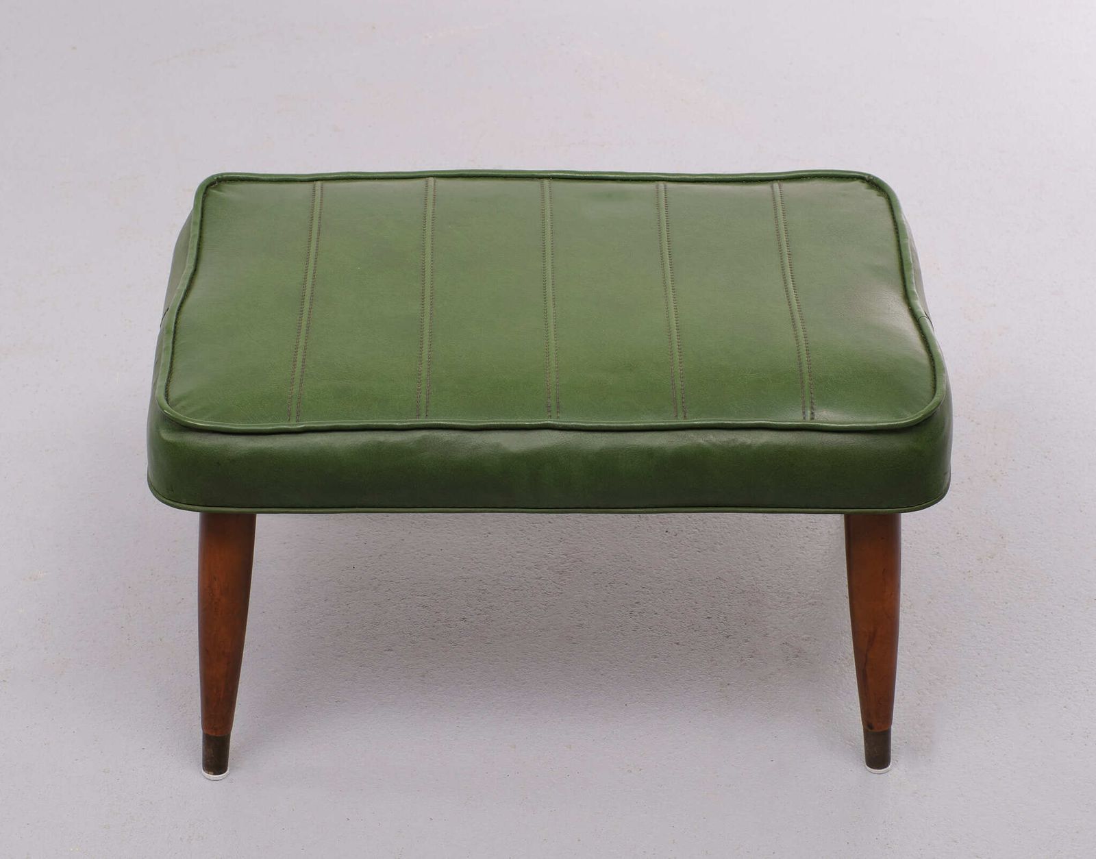 Green Faux Leather Ottoman 1950s England photo vinterior